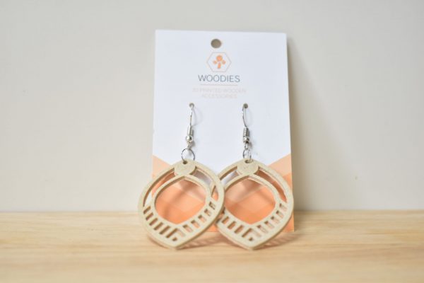 oorbellen earrings woodfilament oorbel custom handgemaakt juwelen sierraad printable 3D woodfilament woodies woodies3D