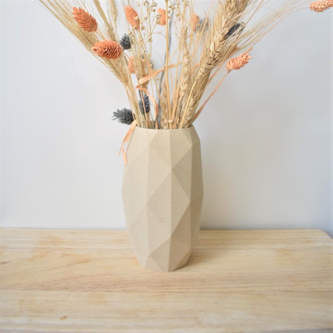 vaasje droogbloemen dried flowers vaas 3D geprinte vase bloemen plantjes decoratie woodfilament 3D 3Ddesign