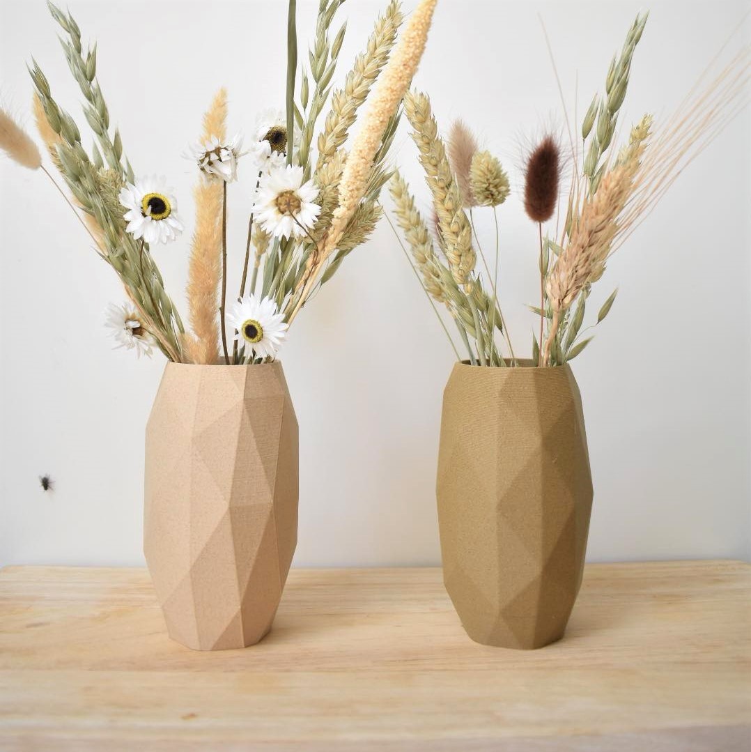 vaasje droogbloemen dried flowers vaas 3D geprinte vase bloemen plantjes decoratie woodfilament 3D 3Ddesign