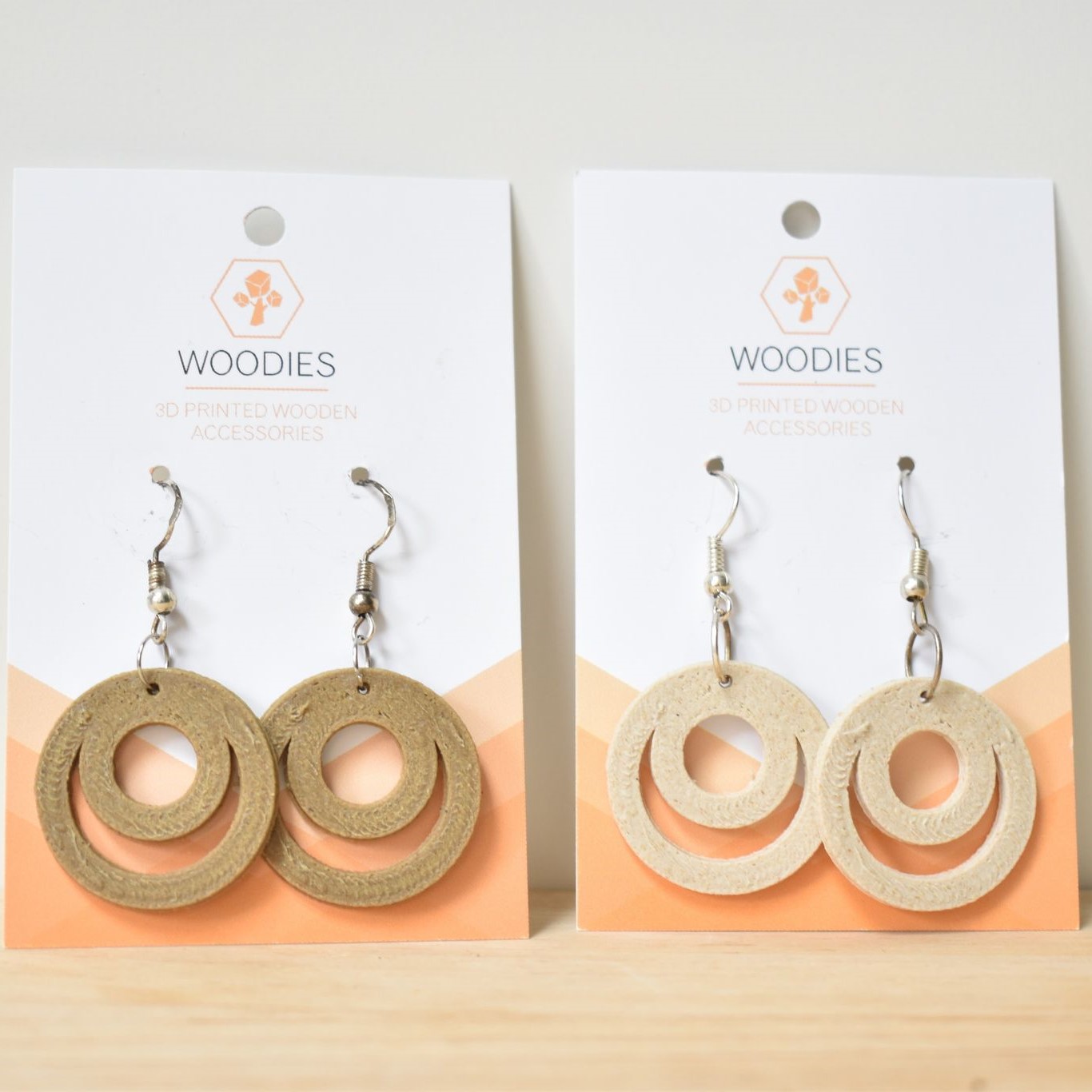 oorbellen earrings woodfilament oorbel custom handgemaakt juwelen sierraad printable 3D woodfilament woodies woodies3D