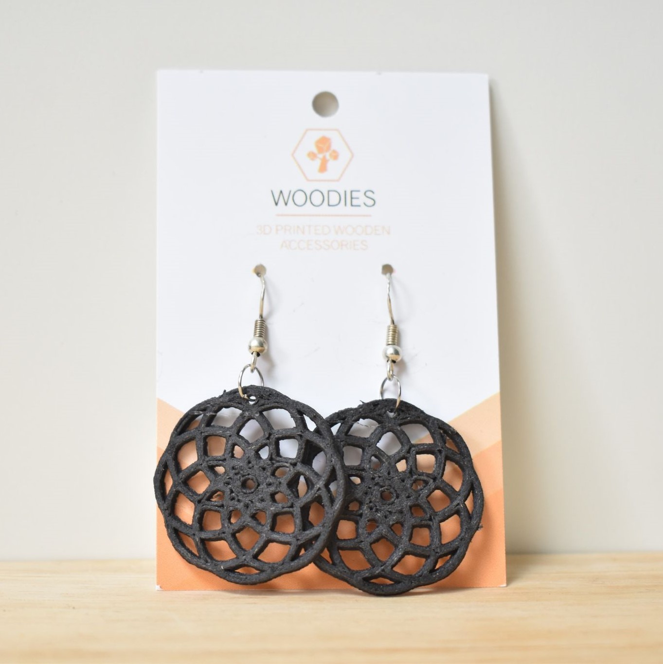 oorbellen earrings woodfilament oorbel custom handgemaakt juwelen sierraad printable 3D woodfilament woodies woodies3D