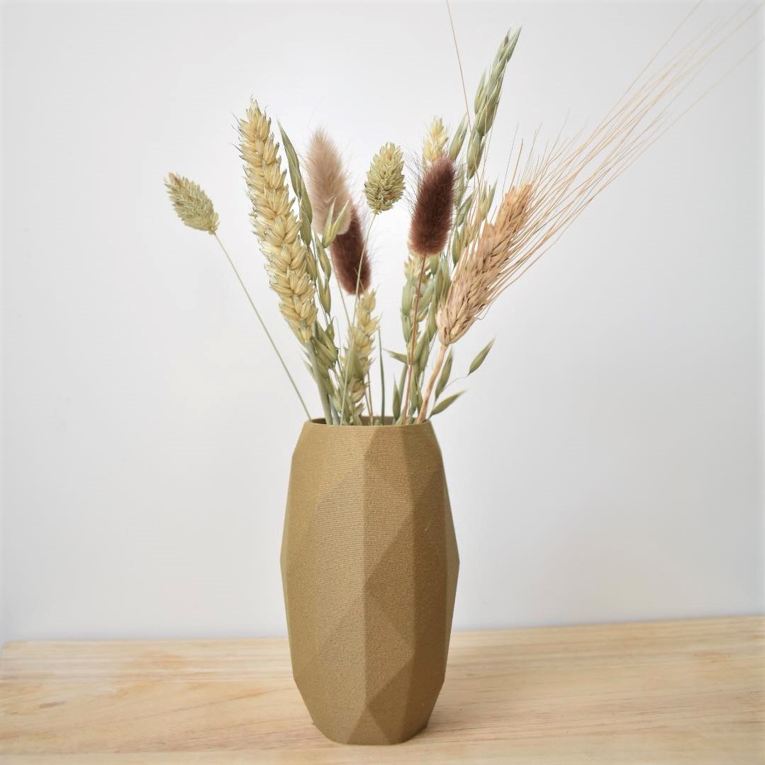 vaasje droogbloemen dried flowers vaas 3D geprinte vase bloemen plantjes decoratie woodfilament 3D 3Ddesign