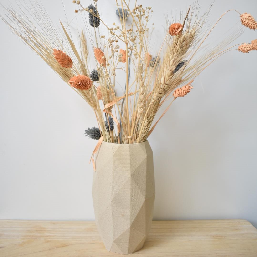 vaasje droogbloemen dried flowers vaas 3D geprinte vase bloemen plantjes decoratie woodfilament 3D 3Ddesign