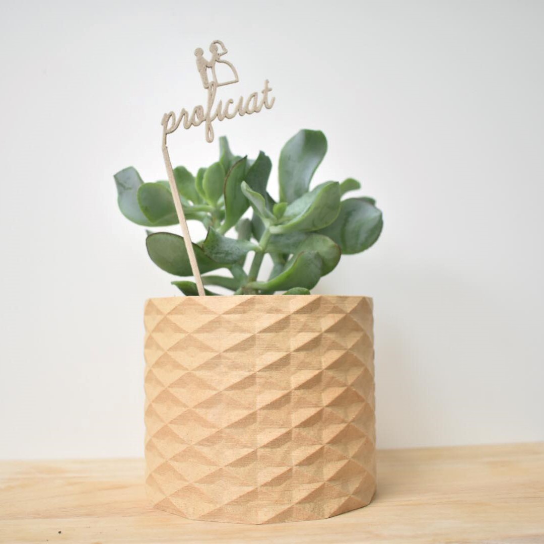 houten stok caketopper woodfilament cake taarttopper stokje gepersonaliseerd liefs boodschap bloemetje gefeliciteerd dankjewel geschenk cadeau persoonlijk woodies3D 3Dprinted 3D printable