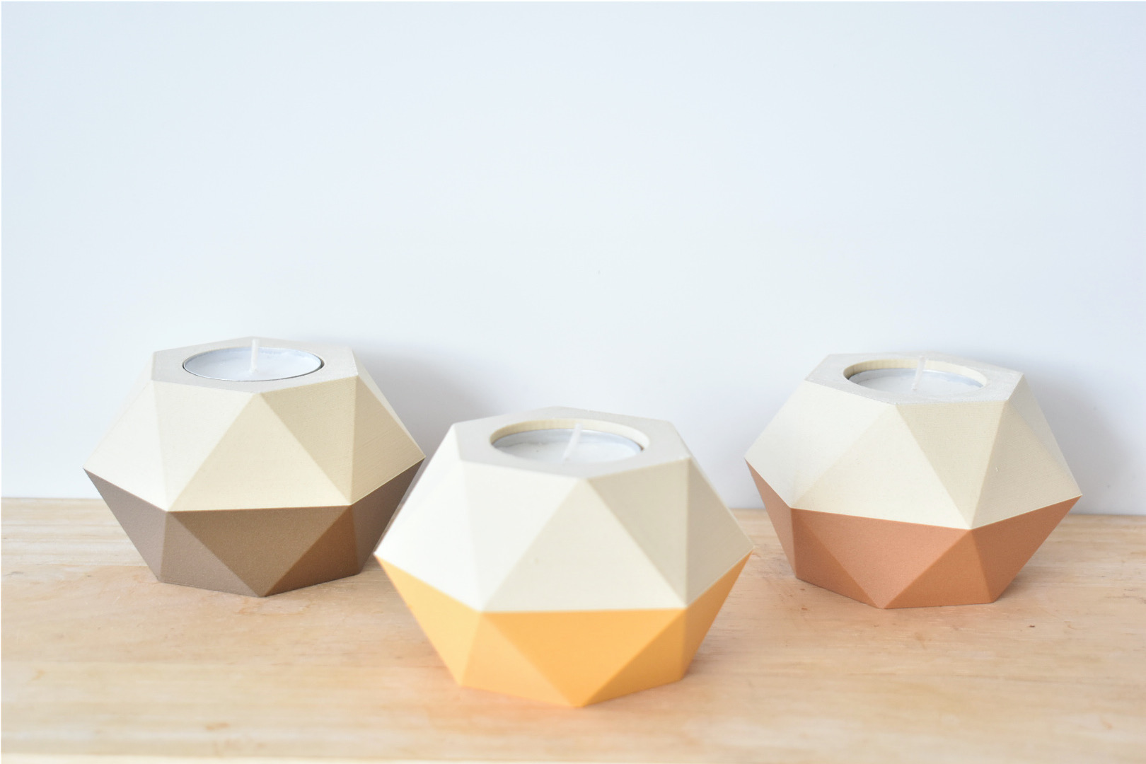 Woodfilament kaarshouder herfstkleuren decoratie candle wood houten kaarsen theelicht 3D geprint